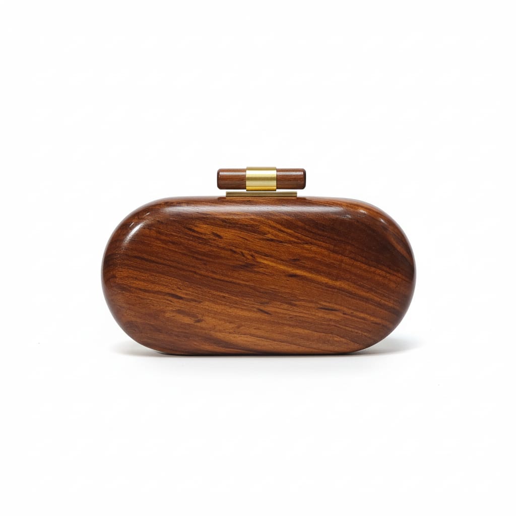 Wooden Capsule Clutch - 9"x4.5" | Brass Knob