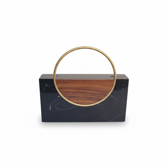 Black Resin Clutch | Brass Handle