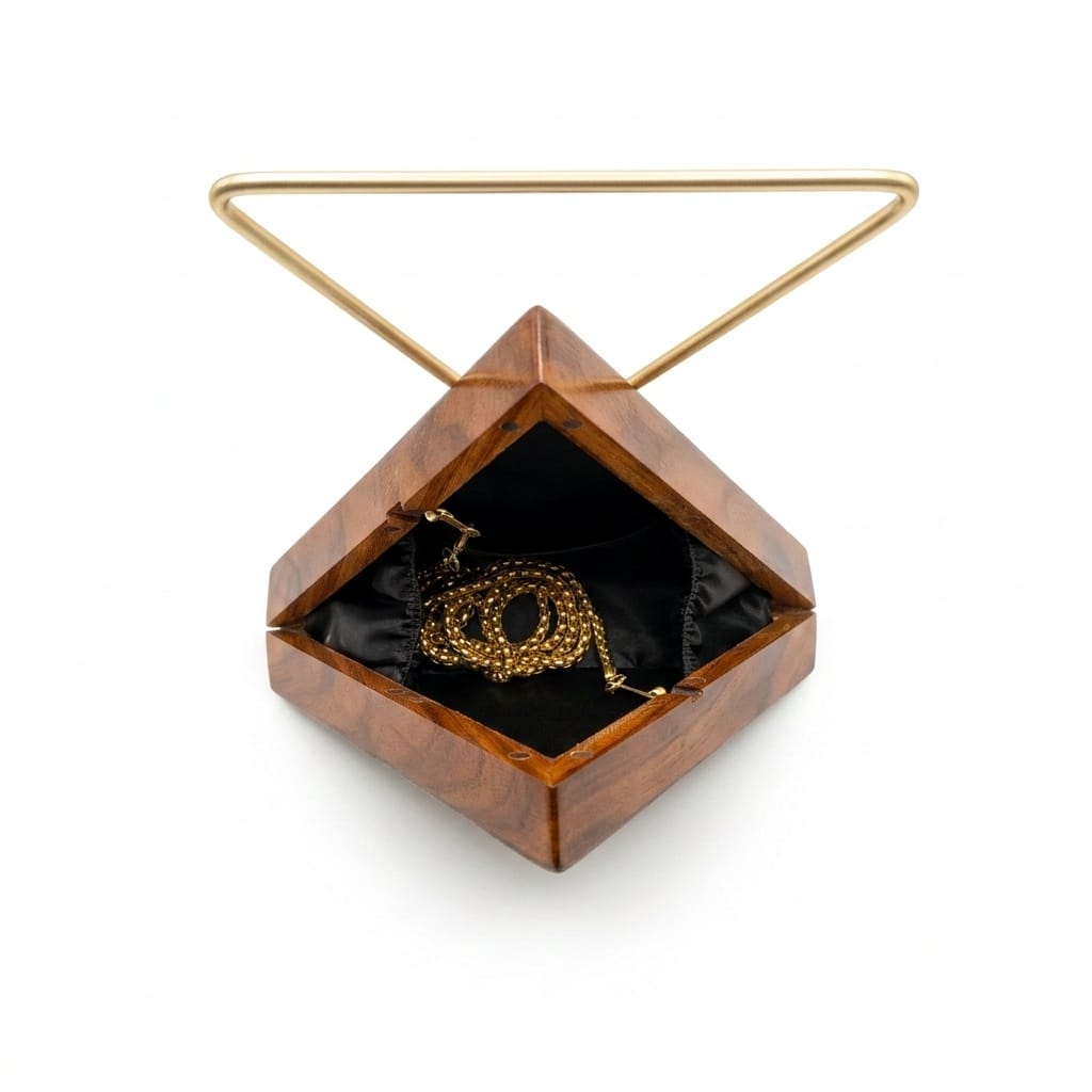 Triangle Wooden Clutch | Brass Handle