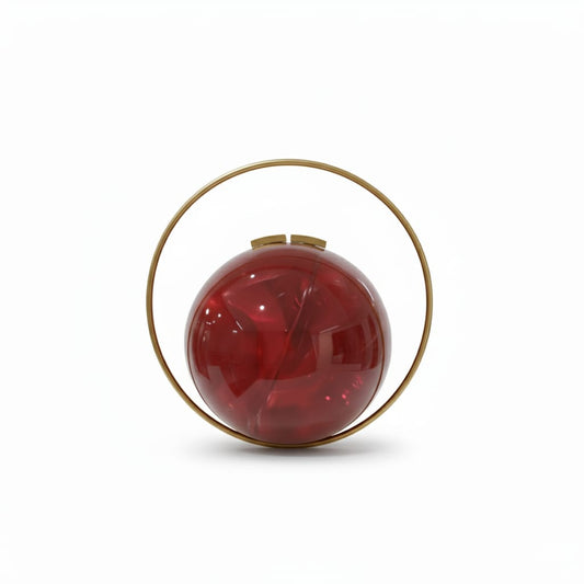 Red Spherical Clutch | Brass Handle