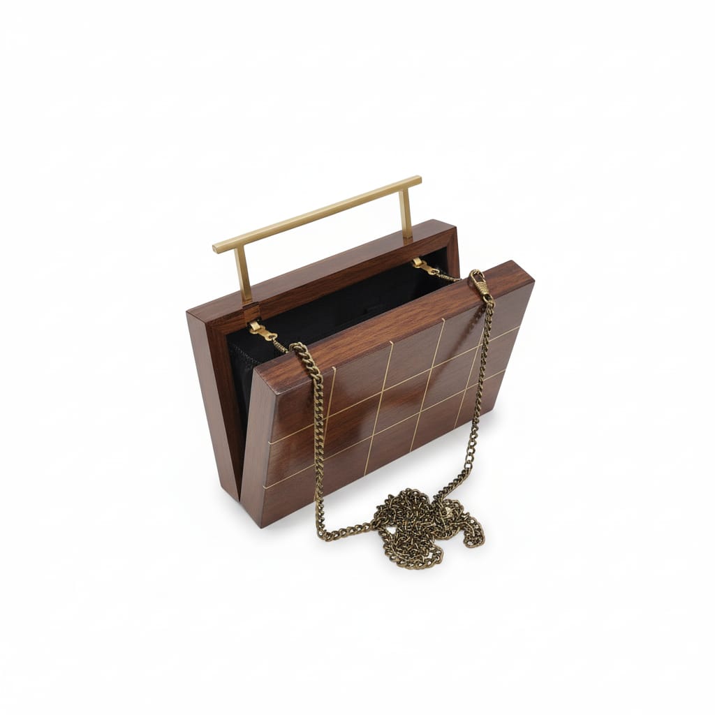 Signature Inlay Clutch | Brass Handle